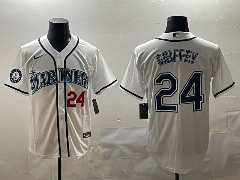 Men Seattle Mariners #24 Griffey White Game 2025 Nike MLB Jersey style 6
